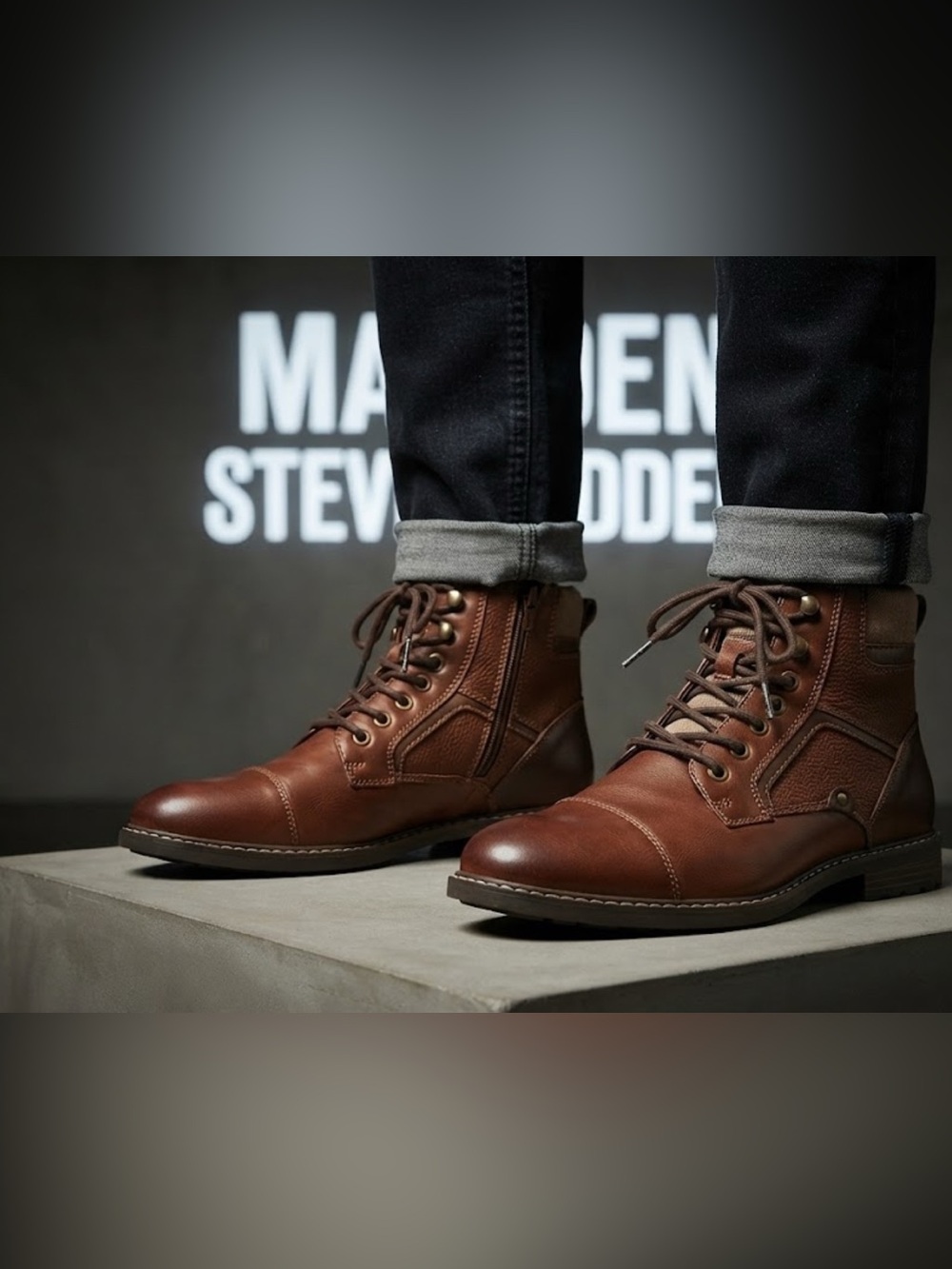 New authentic Steve Madden Madden men’s signature boots sz 9 display